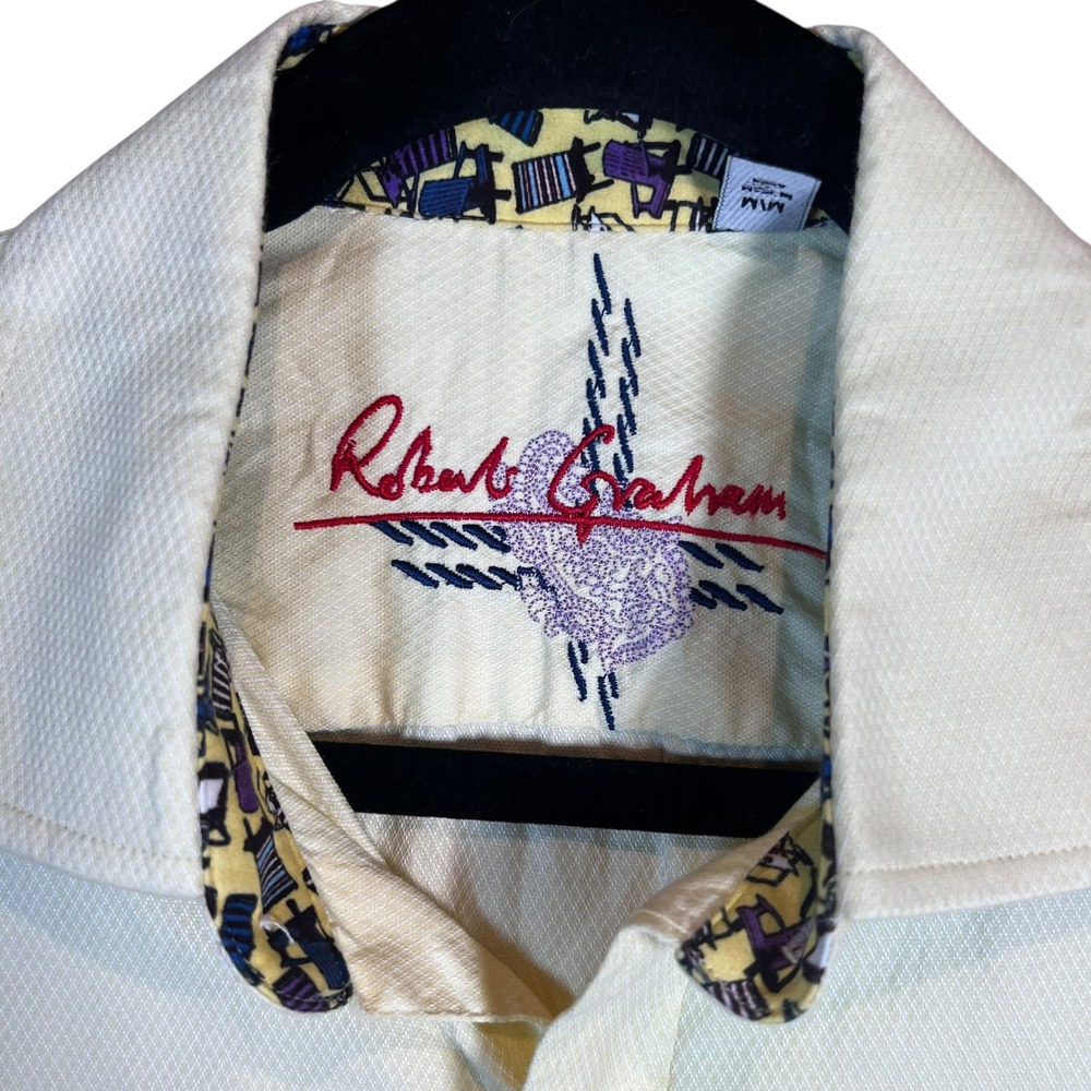 Robert Graham Men's Medium Pale Yellow Button Down Shirt 100%‎ Cotton - Picture 3 of 8